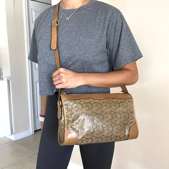 CELINE Macadam Diffusion Tan Canvas and Leather Crossbody Bag - Picture 15 of 15